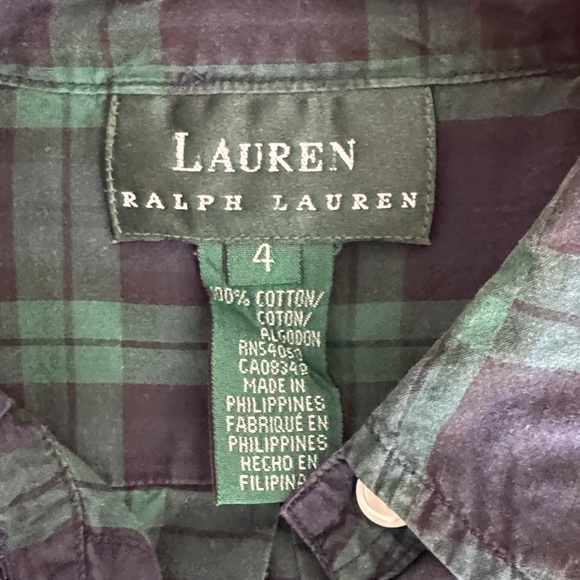 Vintage Lauren Ralph Lauren women's Navy and Green Plaid Shirt size 4 - Picture 3 of 3